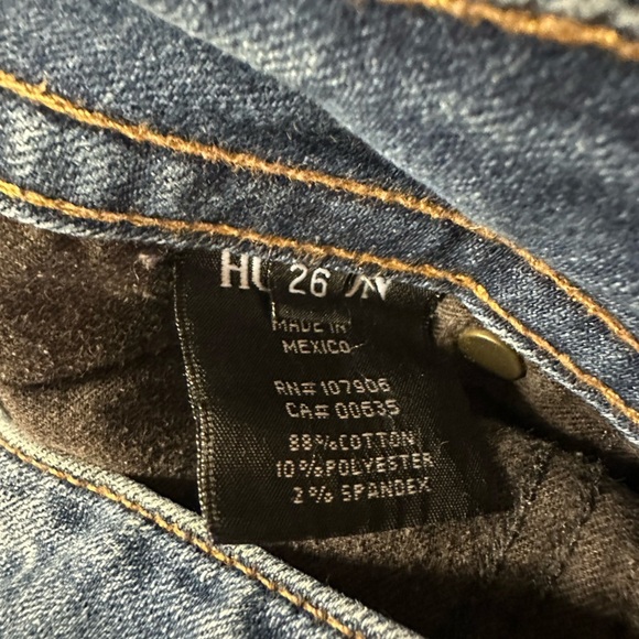 Hudson Signature Midrise Bootcut Denim Jeans Dark Blue Flap Pockets Wide Leg - Picture 10 of 13